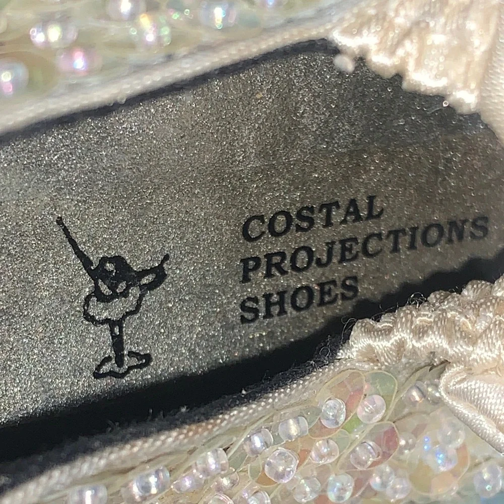 Costal Projections Baby Girl Size 4 Iridescent Sequin Rosette‎ Mary Jane Flats